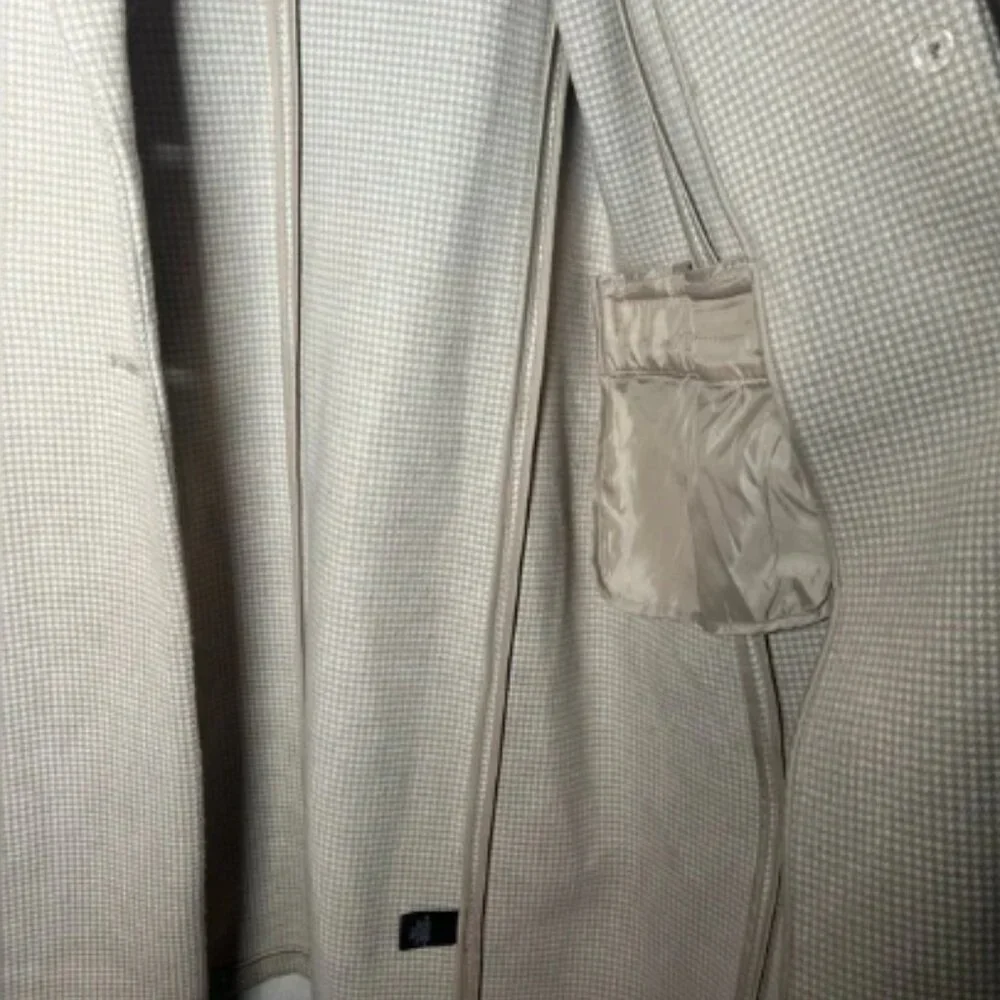 RW&Co Fitted Long Print Coat with Tailored Collar and Pockets - Size XL in Cream - Picture 5 of 9